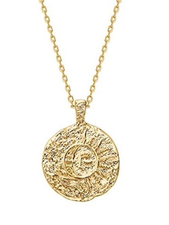 Jewelry - 14K Gold Plated Engraved Coin Pendant Necklaces for Women | Byzantine